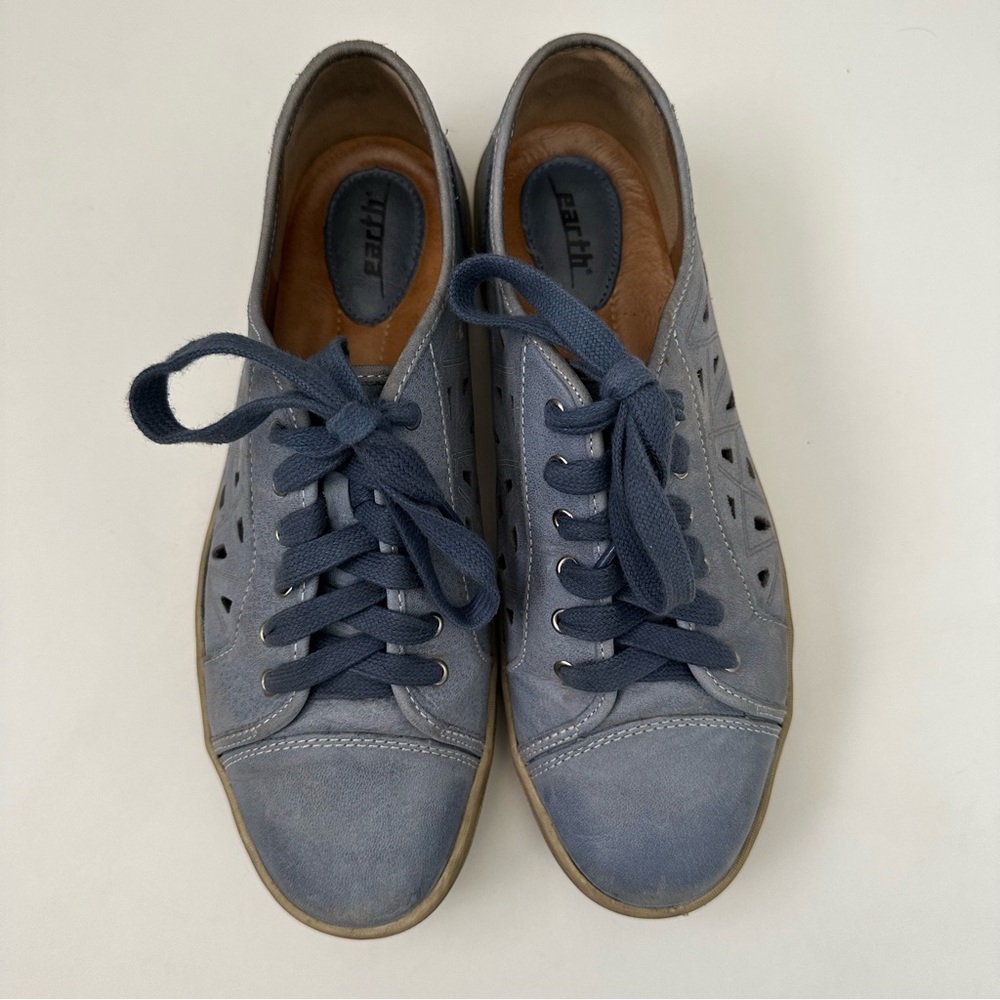 Earth Leather Espadrille Lace Up Sneakers Pomelo Royal Blue Size 9.5